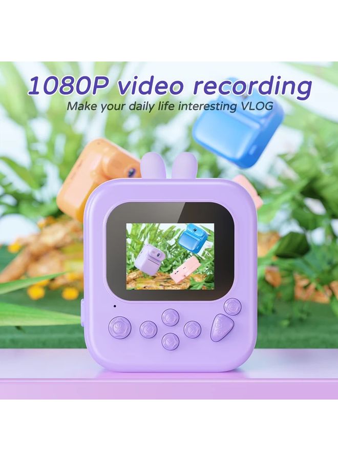 كاميرا طباعة فورية أرجوانية بشاشة 2 بوصة وكاميرا رقمية عالية الدقة 1080P مع مشغل MP3 ومنفذ USB، هدية سفر محمولة - Image 2